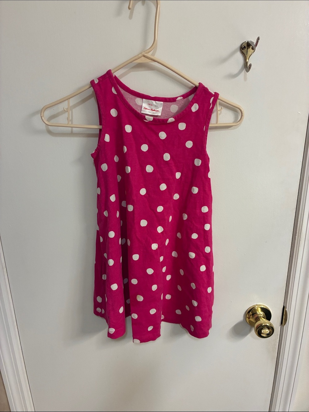 Hanna Andersson Pink Polka Dot Sleeveless Knit Dress Sz 5
